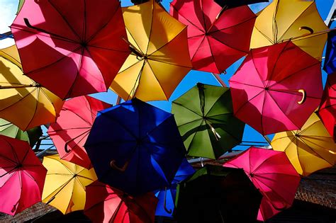 Royalty-Free photo: Colorful umbrellas in the rain | PickPik