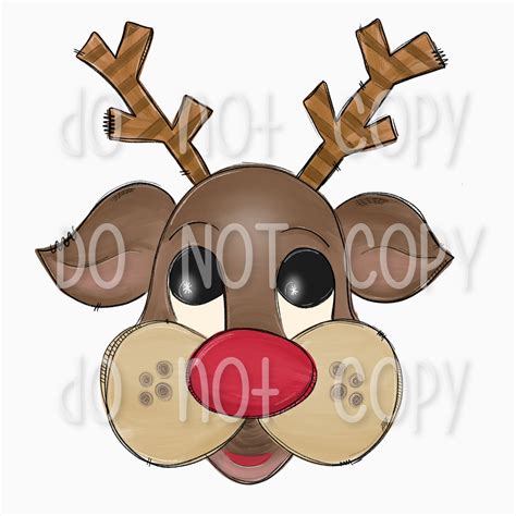 Rudolph Reindeer Hand Painted PNG Sublimation Design | Etsy