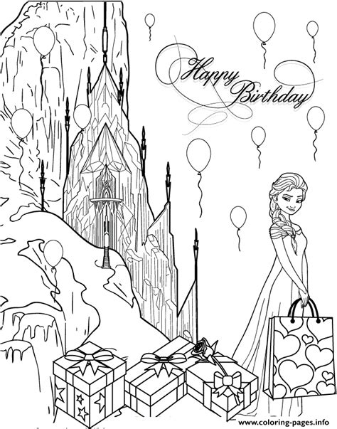 Elsa Birthday Party At Ice Castle Colouring Page Coloring page Printable