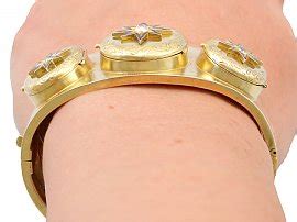 antique diamond locket bangle gold ac silver