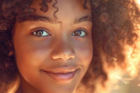 Young girls cheerful expression lights up her face | Premium AI ...