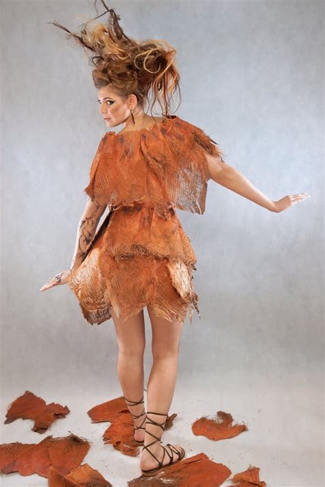 woman   orange fancy outfit fashion stock image image  orange