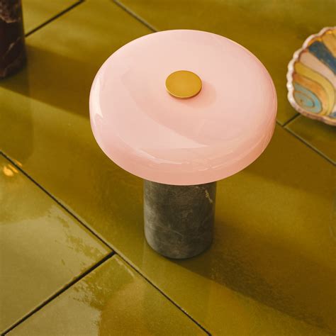 Trip LED rechargeable table lamp, grey / pink, marble, glass, IP44