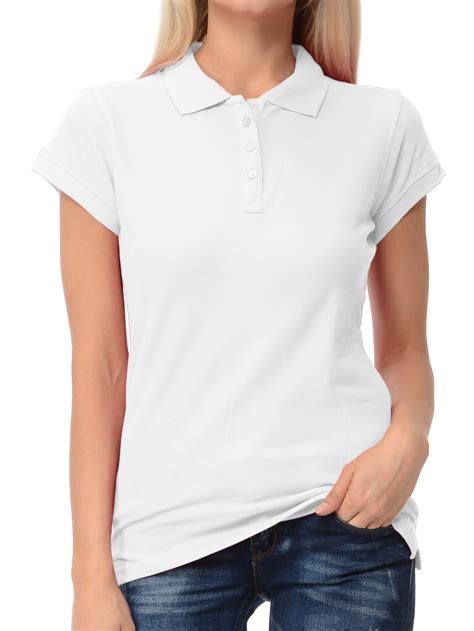 Basico White Polo Collared Shirts For Women 100% Cotton Short Sleeve ...