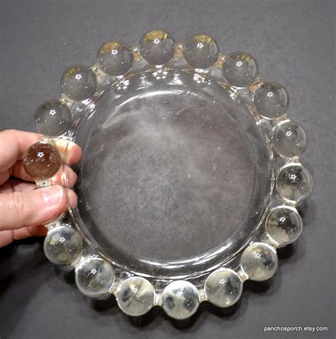 Vintage GLASS Ashtray Clear Round Bubbles Balls Boopie Glass Anchor