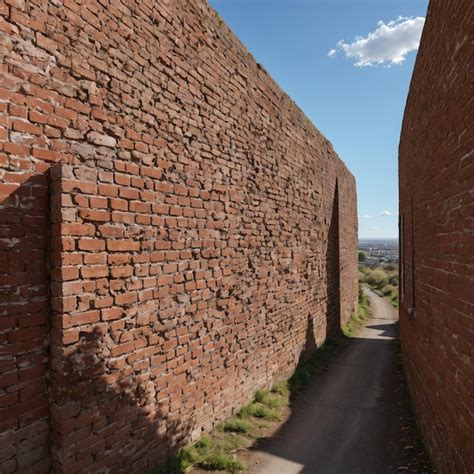 narrow brick wall   street   middle premium ai generated