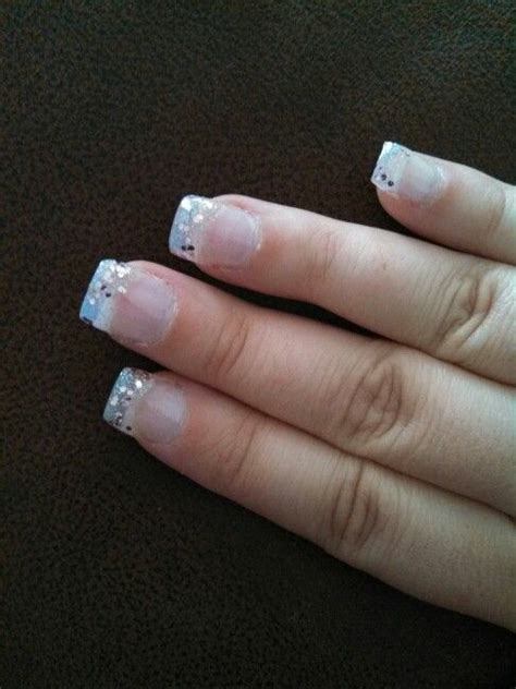 Glitter french tip nails! I had the glitter nail polish painted on the ...