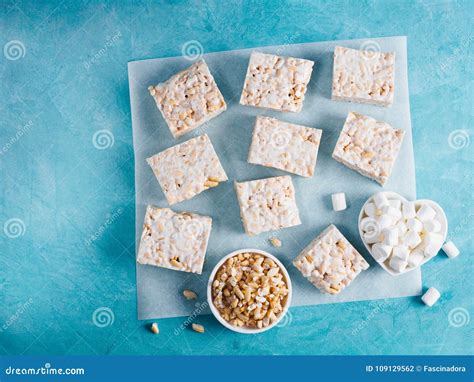 Homemade Bars of Marshmallow and Crispy Rice Stock Photo - Image of ...