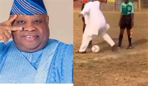 davidos uncle ademola adeleke shows   football skills