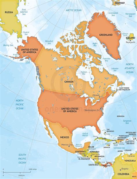 map of north america continent