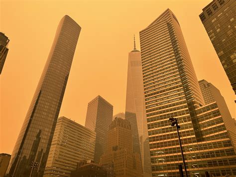 The color of the sky in NYC today due to the smoke from wildfires in