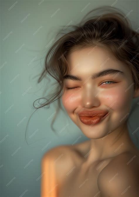 Premium Photo | Woman smile face puffy lips influencer cute flutter