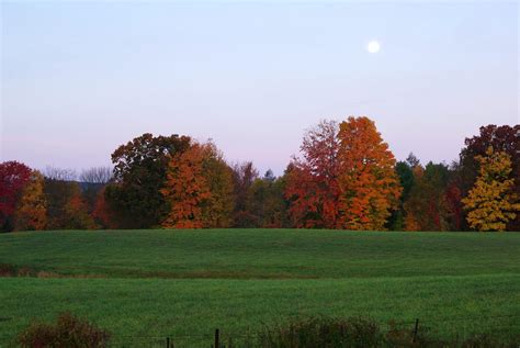 Early Morning Autumn Moon - New England
