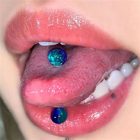 Aurora star tongue stud sweet tongue ring punk style stud titanium
