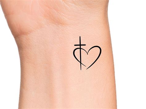 Cross Heart Temporary Tattoo / Religious Tattoos - Etsy