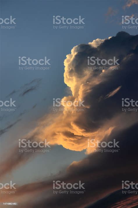 Portraitformat Image Of A Large Cumulus Congestus Cloud Illuminated By ...