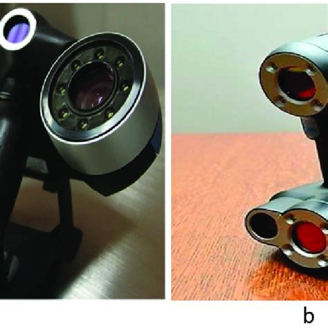 Handheld scanners (a) laser scanner; (b) white light scanner. | Download Scientific Diagram