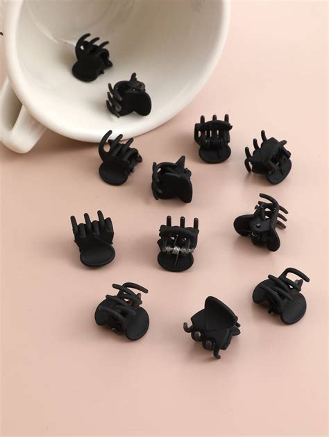 12pcs Solid Matte Hair Claw Flower Claw Plastic Small Claw Clips & Mini ...