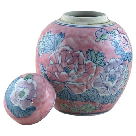 1980s Chinese Ginger Jar Pink and Pastel Tones For Sale at 1stDibs