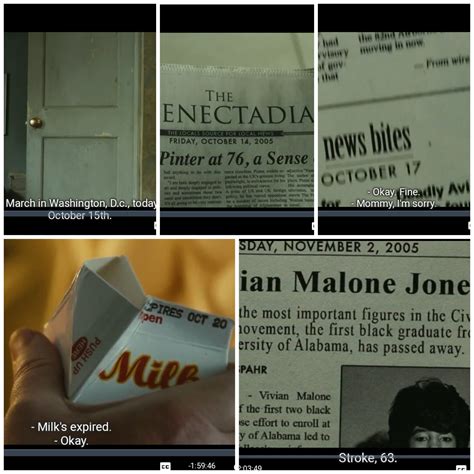 In the first scene of Synecdoche New York, the dates seem to keep on