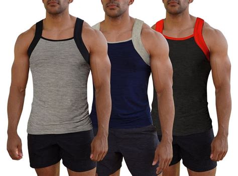 touch  pack dry fit square cut style contrast color tank