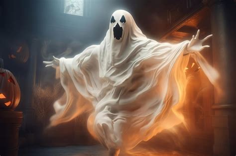 Premium AI Image | Scary Halloween Charm The Horror White Ghost with ...