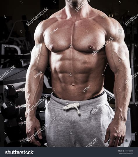 Muscular Body Building Men Training Gym Stock Photo 190116044