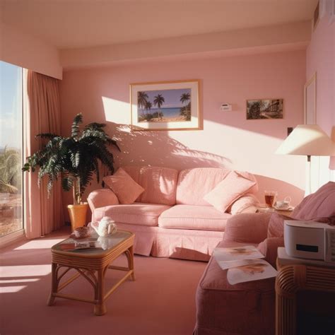 Premium AI Image | a living room with pink furniture