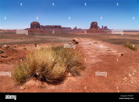 Monument valley under the blue sky, Arizona–Utah border. USA Stock ...