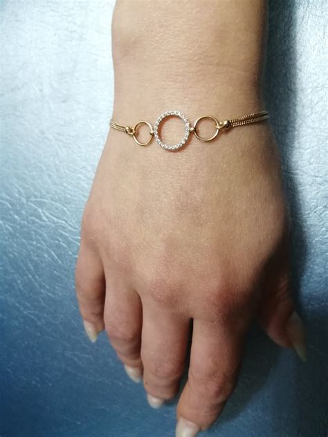 Золотой браслет с фианитами СОРОКИН 10217700*: розовое золото 585 пробы ...