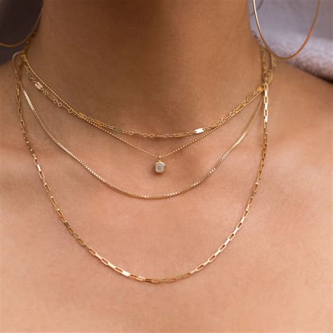 Box Chain Necklace | Gold | Stacked necklaces, Jewelry, Small jewelry