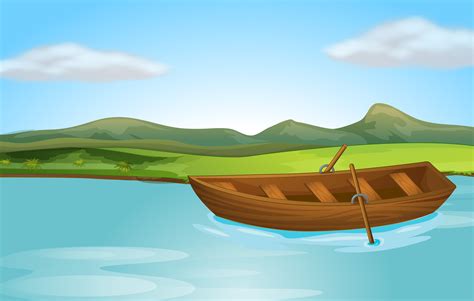 Une rivière et un bateau - Telecharger Vectoriel Gratuit, Clipart