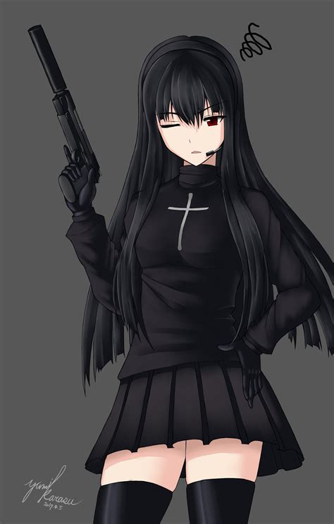 Safebooru - 1girl absurdres bangs black gloves black hair black