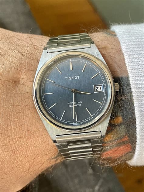 vintage tissot seastar stainless steel quartz wristwatch