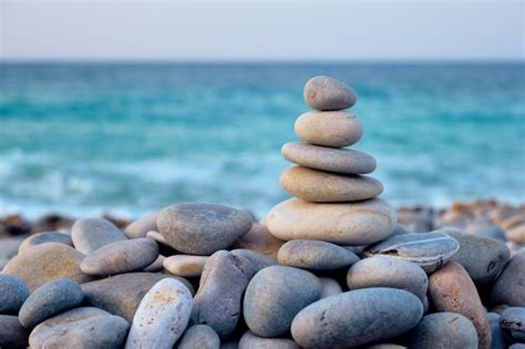 Premium Photo | Zen balanced stones stack on beach