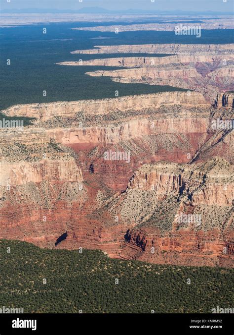 Aerial view onto the brim at the south rim of the Grand Canyon (USA ...