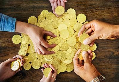 Wealthy people with golden coins | Royalty free stock photo - 378455