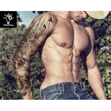 Men Temporary Tattoo Sleeve Forest Tattoo Sleeve Women Large Temporary ...