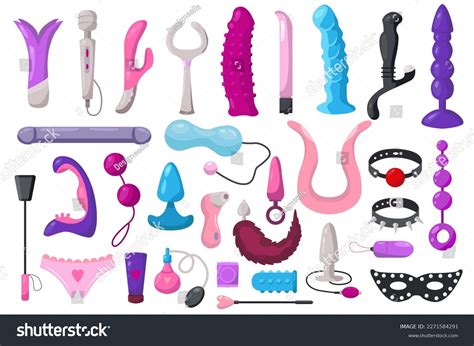 cute sex toy set set concept stock vector royalty
