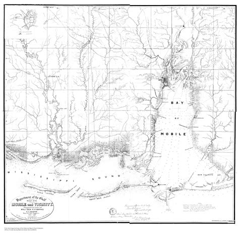 Mobile Bay - Gulf Shores Alabama Map - B&W – HullSpeed Designs