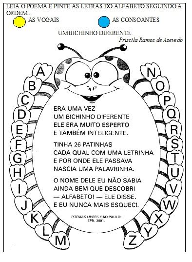 Poema Sobre O Alfabeto - Professora Adriana Nicolodelli: Poema do Alfabeto.