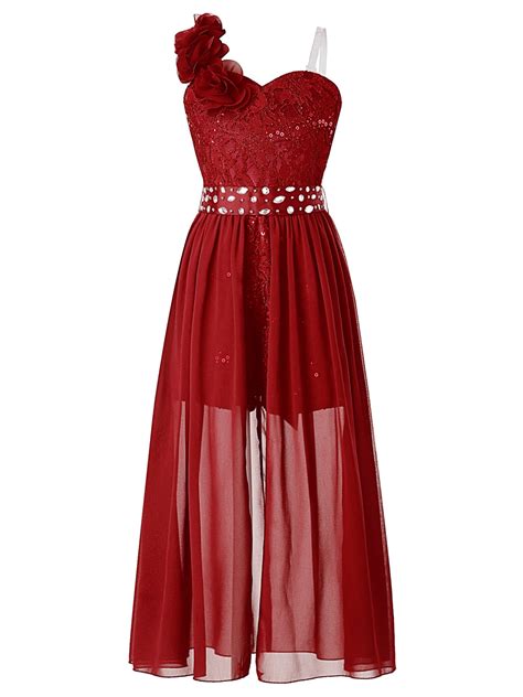 iiniim Kids Girls One Shoulder Floral Lace Bridesmaid Wedding Flower