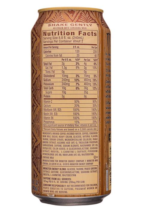 Monster Coffee Energy Drink Nutrition Facts at Dan Showers blog