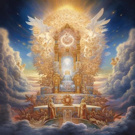 Premium AI Image | Painting of a golden throne with angels and angels ...