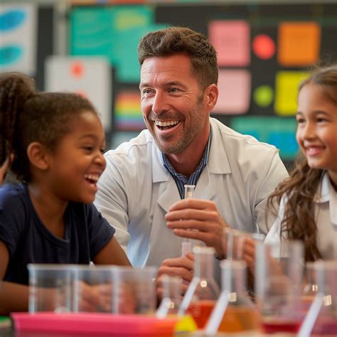 joyful science class  high resolution image  stock photo