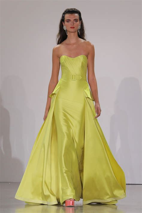 Strapless Fitted Evening Gown with Peplum by Badgley Mischka