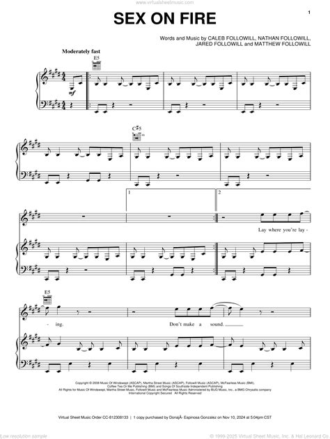 Sex On Fire sheet music for voice, piano or guitar (PDF)