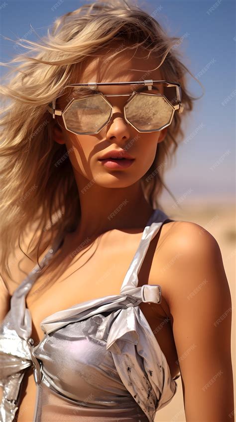 Premium AI Image | photo of an beautiful woman in the desert the style of realistic ...