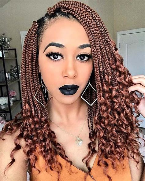 medium box braids  curly ends