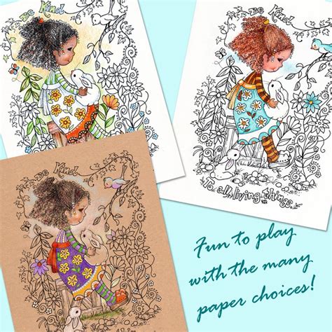 Coloring Book Pages - Be Kind Quote - Digital Download - 2 Hair Styles ...